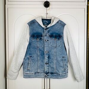 Art Class Boy's Knit Blue and Gray Knit Hoodie Jacket